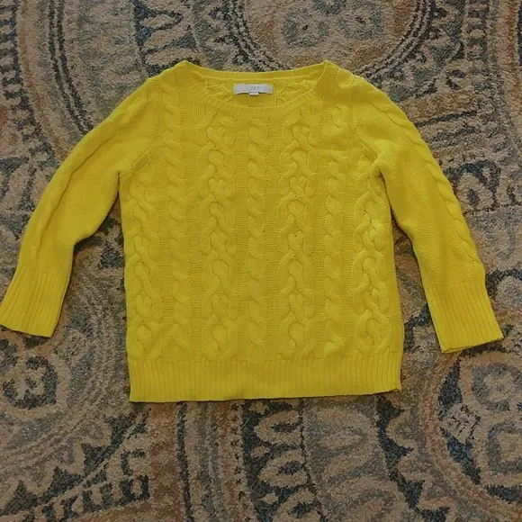 LOFT CABLE KNIT YELLOW SWEATER - Picture 4 of 8